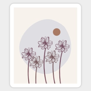 Minimalist Simple Abstract Pstel Pink Flower Garden  Design Sticker